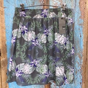Mossimo Gray Tropical Print Mini Skirt Size L